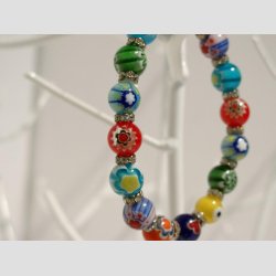 Armbnd - Glas Armbnd - af Millefiori Glasperler - Mix Farve med sm Diamanter