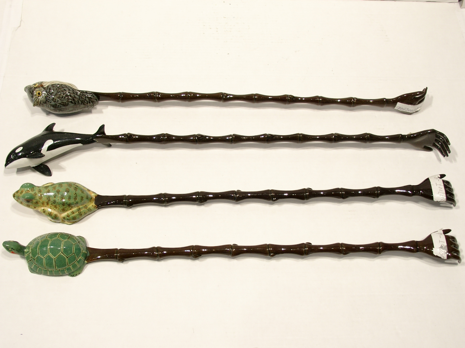 Kløpinde - Håndmalede Bambus Plast Med Dyrefigurer