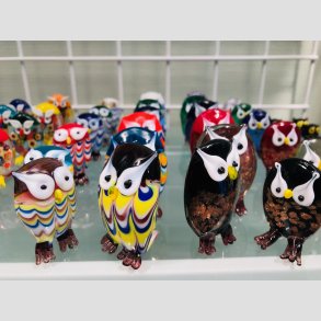 Glas Fugle - Ugler, Høns og Hane - Fugle Figurer af Glas