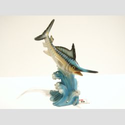 Dyrefigur - Svrdfisk p Blge - Lysebl - 11cm