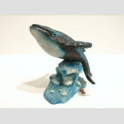 Dyrefigur - Hval p Blge - Sort/Bl 10cm
