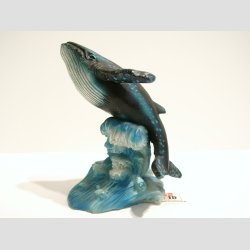 Dyrefigur - Hval p Blge - Sort/Bl 10cm