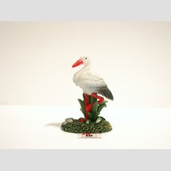 Stork Figur - Sort/Hvid Stork - Rd Nb og Rde Ben