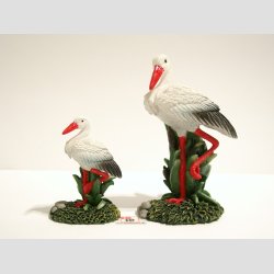 Stork Figur - Sort/Hvid Stork - Rd Nb og Rde Ben