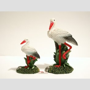 Stork Figur - Sort/Hvid Stork - Rd Nb og Rde Ben