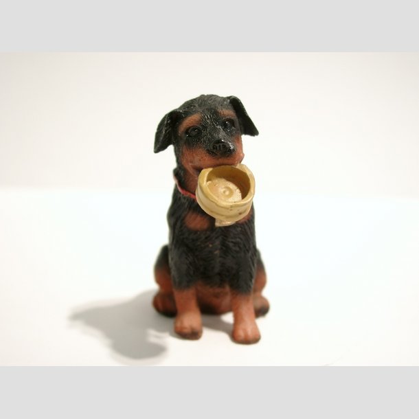 Dyrefigur - Hunde Figur med Madskl - 8cm ID Deko1