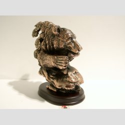 Bjrne Figur - Kobber Statuette med Bjrne Ansigt - H15cm