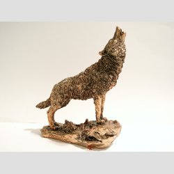 Ulve Figur I Kobber - H17xB19cm