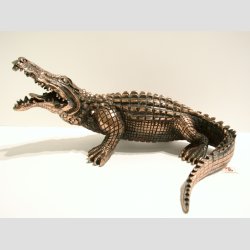 Krokodille Figur I Kobber - L25cm