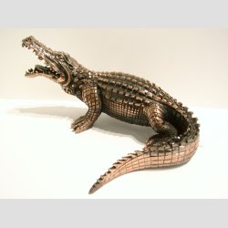 Krokodille Figur I Kobber - L25cm