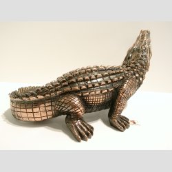 Krokodille Figur I Kobber - L25cm