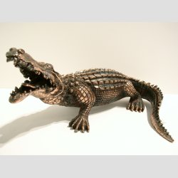 Krokodille Figur I Kobber - L25cm