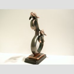 Kobberfigurer - To Kobber Delfiner P Blger - H30xB20cm