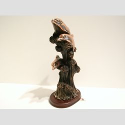 Delfin Kobber Figur - Tre Kobber Delfiner P Blger - H20cm