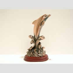 Delfin Figur - Kobber Delfin P Hje Blger - H18cm