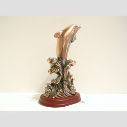 Delfin Figur - Kobber Delfin P Hje Blger - H18cm