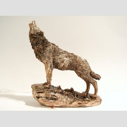 Ulve Figur I Kobber - H17xB19cm