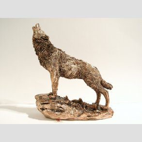 Ulve Figur I Kobber - H17xB19cm