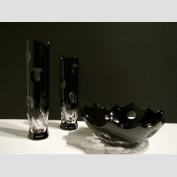 Krystal Vaser og Skl - Sort/Klar Transparent