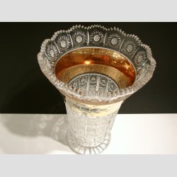 Krystal Vase - Klar/Guld Med Fod - 30cm
