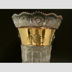 Krystal Vase - Klar/Guld Med Fod - 30cm