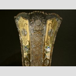 Krystal Vase Med Fod - Klar/Guld - 20cm