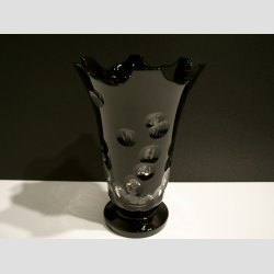 Krystal Vase - Sort/Klar Transparent Med Fod - 20cm