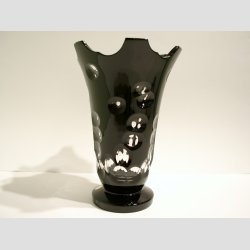 Krystal Vase - Sort/Klar Transparent Med Fod - 20cm
