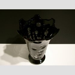 Krystal Vase - Sort/Klar Transparent Med Fod - 20cm