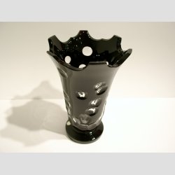 Krystal Vase - Sort/Klar Transparent Med Fod - 20cm