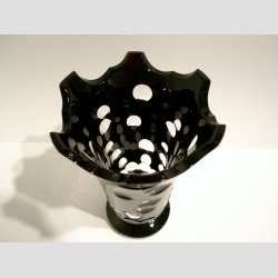 Krystal Vase - Sort/Klar Transparent Med Fod - 20cm