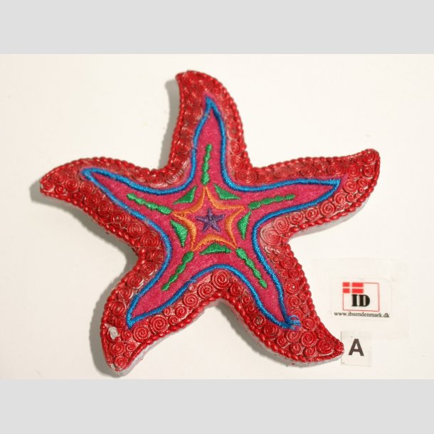 Dyre Figurer - Magnet - Stof mix - Sstjerne - 10cm R&oslash;d