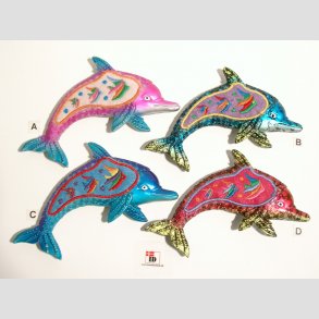 Dyrefigur Magnet - Stof mix - Delfin - 12cm