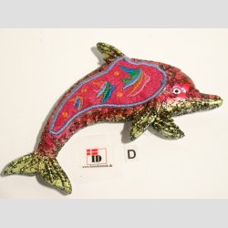 Dyrefigur Magnet - Stof mix - Delfin - 12cm