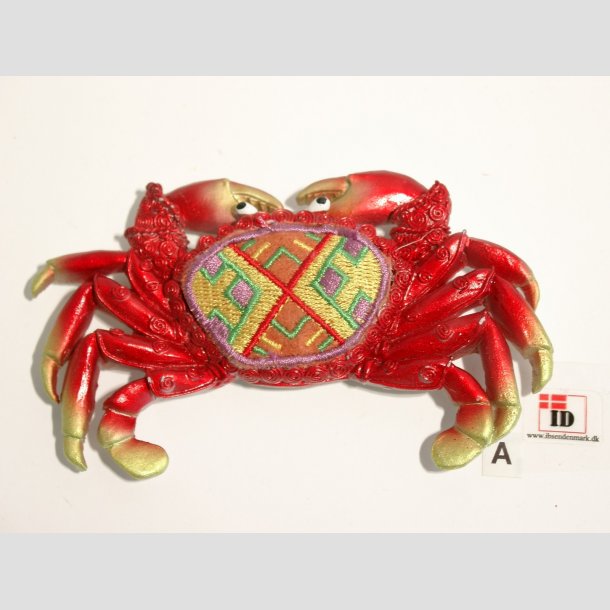 Magnet - Stof mix - Krabbe - 11cm R&oslash;d