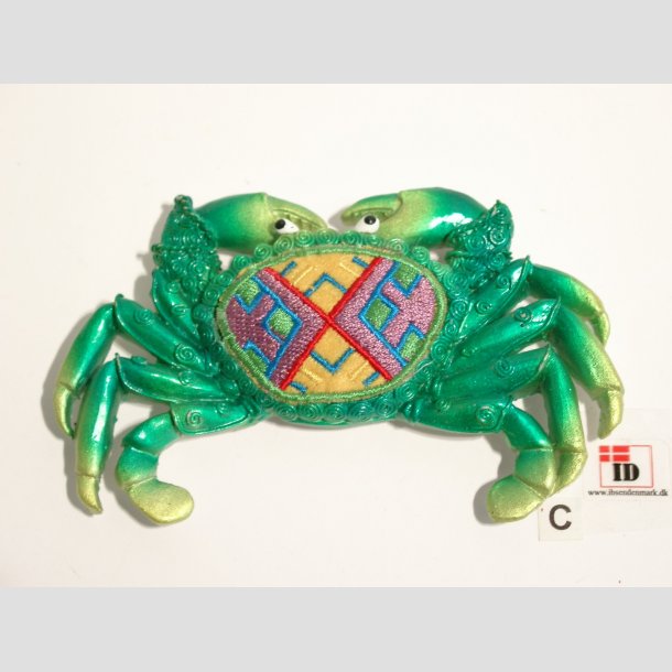 Magnet - Stof mix - Krabbe - 11cm Lysegr&oslash;n