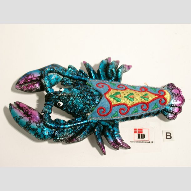 Dyrefigur - Magnet - Stof mix - Hummer - 12cm Lysebl&aring;