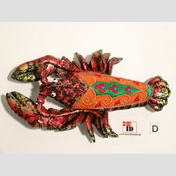 Dyrefigur - Magnet - Stof mix - Hummer - 12cm Orange