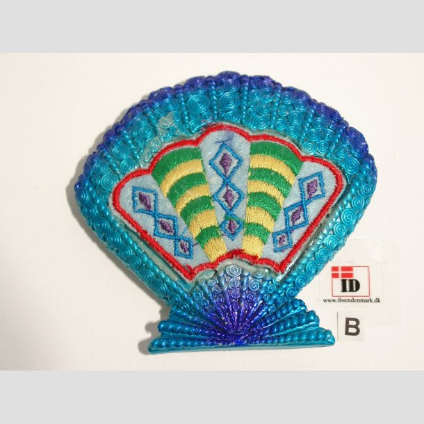 Maritime - Magnet - Stof mix - Strandskaller - 9cm Lysebl&aring;