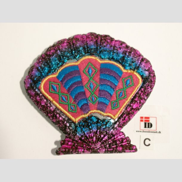 Maritime - Magnet - Stof mix - Strandskaller - 9cm Lilla