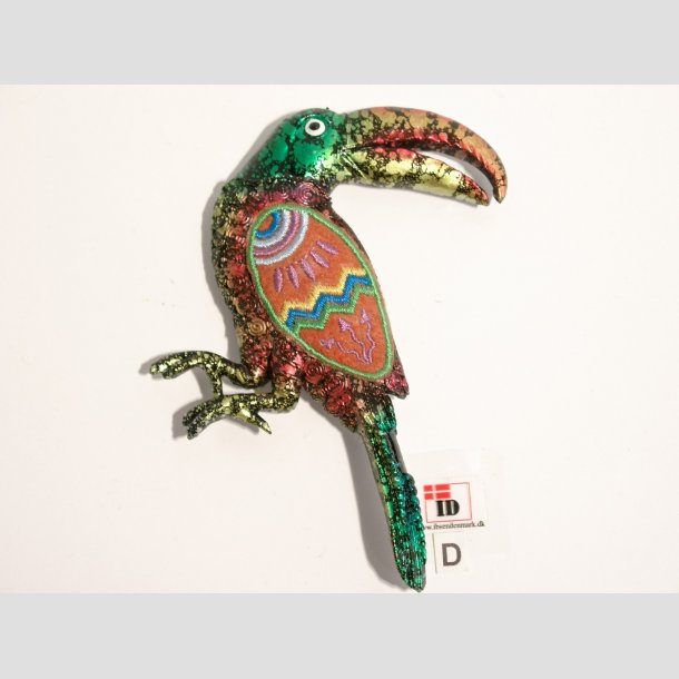 Fugle Figurer - Magnet - Stof mix - Tuscan - 12cm Orange