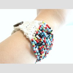 Armbnd - Hndknyttet - Mini Glas Perle Armbnd - 20cm