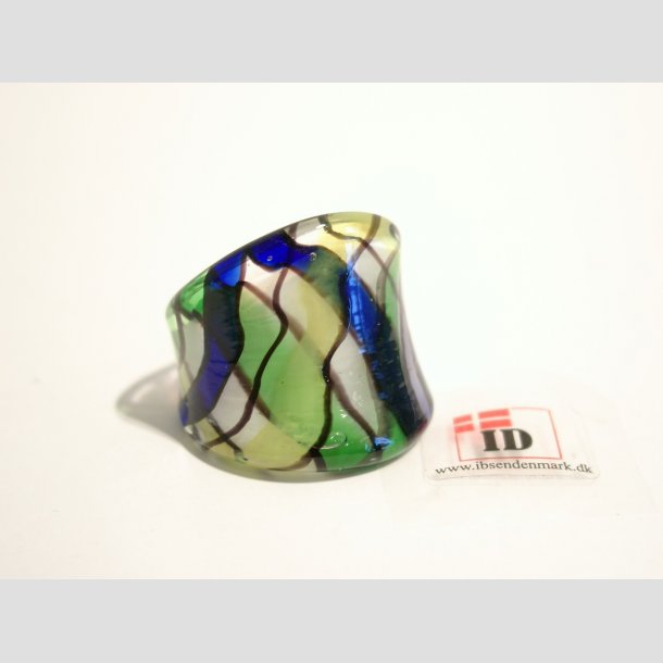 Glas Ringe - Med Striber - 18mm 1