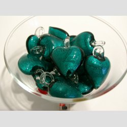 Glas Smykke Vedhng - Hjerte Vedhng Uden Rem - Grn/Slv - 3cm