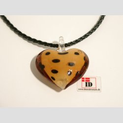 Glas Smykke Vedhng - Hjerte Vedhng uden Rem - Leopard Prikker - 4cm