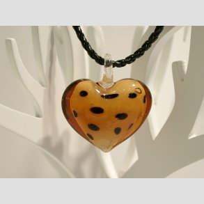 Glas Smykke Vedhng - Hjerte Vedhng uden Rem - Leopard Prikker - 4cm