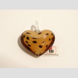 Glas Smykke Vedhng - Hjerte Vedhng uden Rem - Leopard Prikker - 4cm