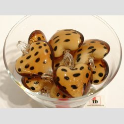 Glas Smykke Vedhng - Hjerte Vedhng uden Rem - Leopard Prikker - 4cm