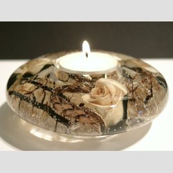 Stearinlys - Glas Lysestage - Drmmelys - Fairytale Eventyr Guld - 4x11cm