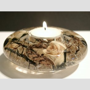 Stearinlys - Glas Lysestage - Drmmelys - Fairytale Eventyr Guld - 4x11cm